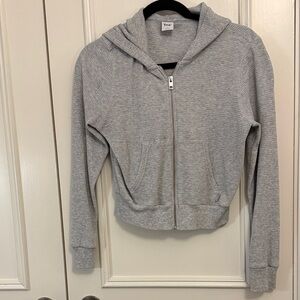 Tna cropped waffle zip up